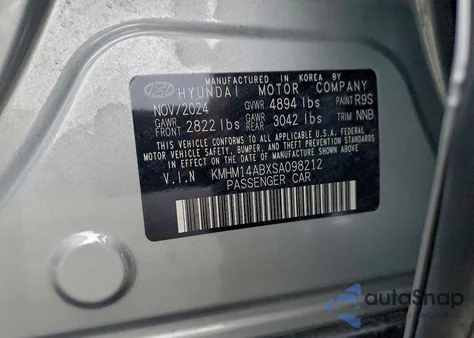 2025 Hyundai Ioniq 6 Se Standard Range from USA, damaged, VIN KMHM14ABXSA098212